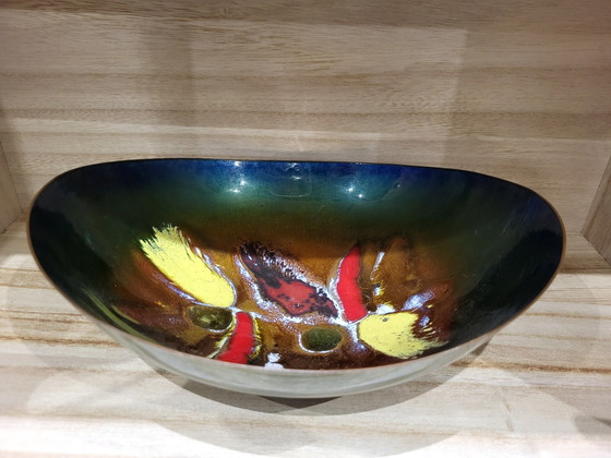 Image 1 of Italian Laurana Rame D'Art Design Bowl Enamel On Copper