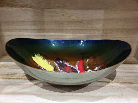 Image 1 of Italian Laurana Rame D'Art Design Bowl Enamel On Copper