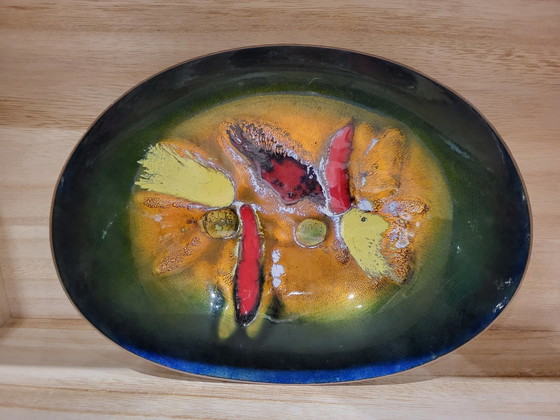 Image 1 of Italian Laurana Rame D'Art Design Bowl Enamel On Copper