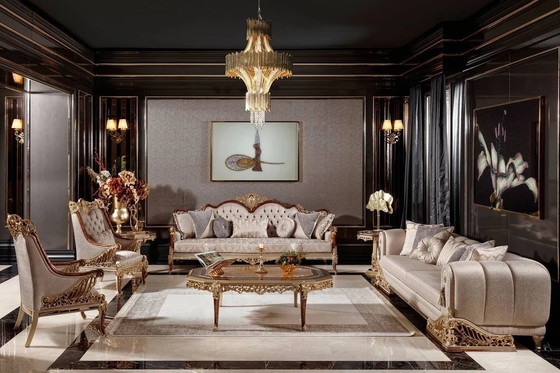 Image 1 of Gurgaon Luxury Royal Sofa Set Furniture ( 2 X 3 Seater Sofa + 2 X 2 Sofa Chairs + Center Table + 2 X End Table)