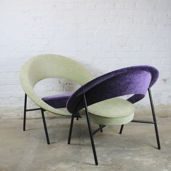 Image 1 of Pair Of Armchairs Model "44" Or "Saturne" By Geneviève Dangles And Christian Defrance For Burov