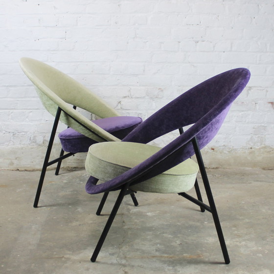 Image 1 of Pair Of Armchairs Model "44" Or "Saturne" By Geneviève Dangles And Christian Defrance For Burov