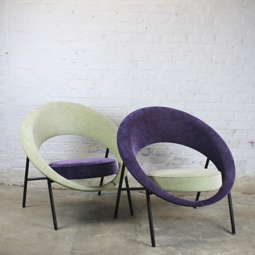 Pair Of Armchairs Model "44" Or "Saturne" By Geneviève Dangles And Christian Defrance For Burov