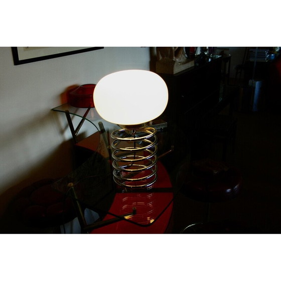 Image 1 of Vintage "Bulbe" lamp in chromed steel and white opaline by Ingo Maurer, Germany 1960