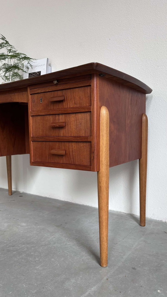Image 1 of Vintage Desk Teak + Oak 2 Sides