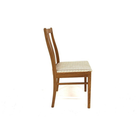 Image 1 of Set of 4 vintage walnut and fabric chairs, Sweden 1950