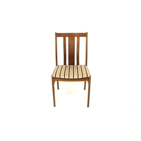 Image 1 of Set of 4 vintage walnut and fabric chairs, Sweden 1950