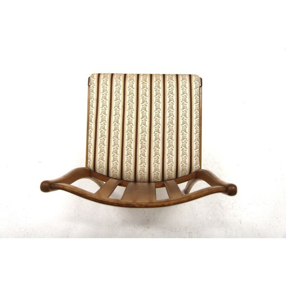 Image 1 of Set of 4 vintage walnut and fabric chairs, Sweden 1950