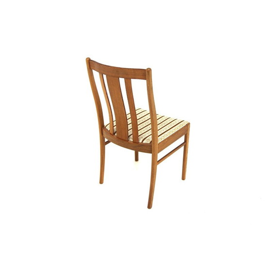 Image 1 of Set of 4 vintage walnut and fabric chairs, Sweden 1950