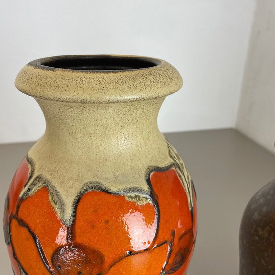 Image 1 of Pair of vintage lava ceramic vases for Scheurich, Germany 1970s