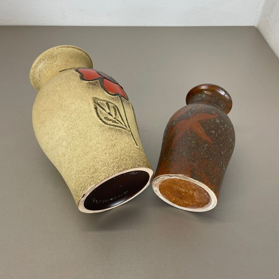 Image 1 of Pair of vintage lava ceramic vases for Scheurich, Germany 1970s