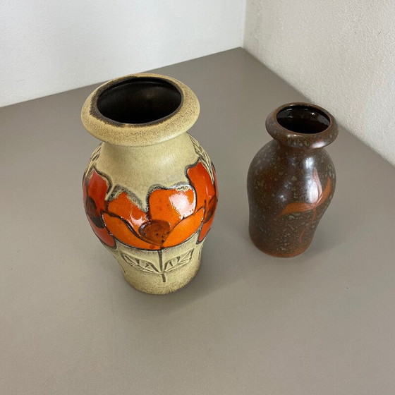 Image 1 of Pair of vintage lava ceramic vases for Scheurich, Germany 1970s