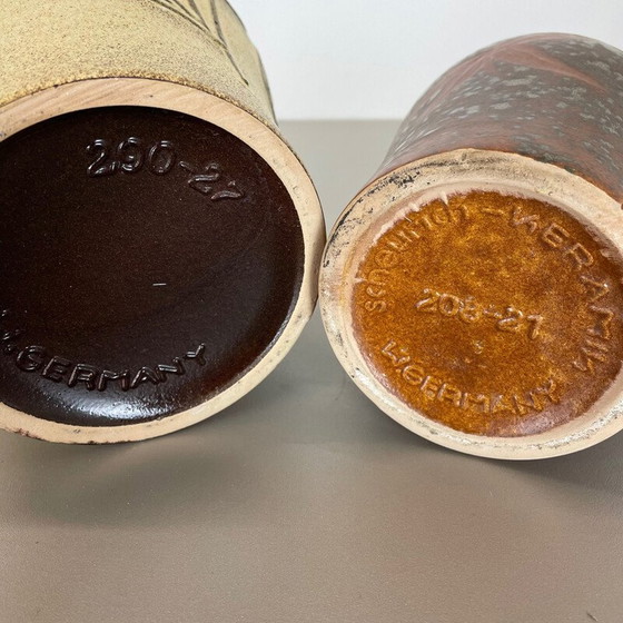Image 1 of Pair of vintage lava ceramic vases for Scheurich, Germany 1970s