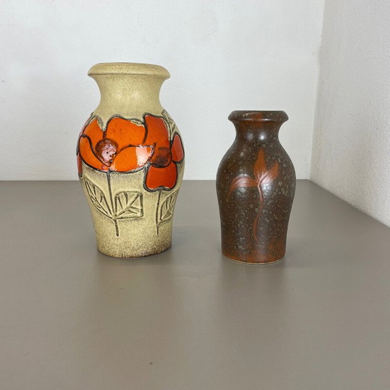 Image 1 of Pair of vintage lava ceramic vases for Scheurich, Germany 1970s