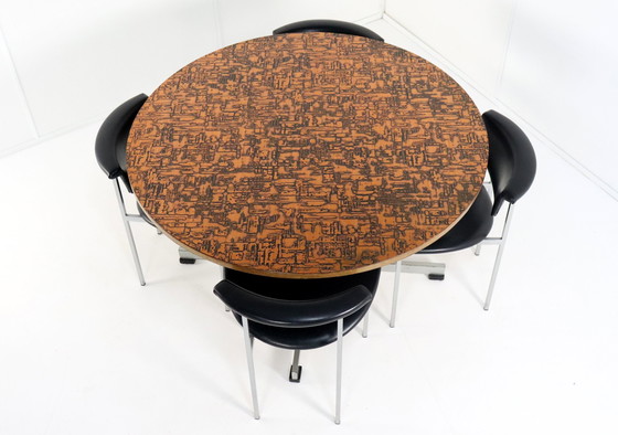 Image 1 of Round Dining Table With Copper Top 'Driebergen' Vintage