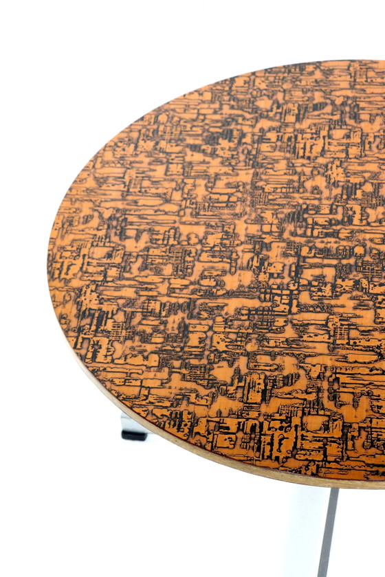 Image 1 of Round Dining Table With Copper Top 'Driebergen' Vintage