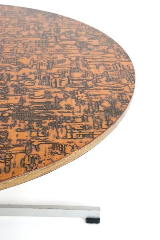 Image 1 of Round Dining Table With Copper Top 'Driebergen' Vintage
