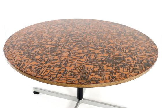 Image 1 of Round Dining Table With Copper Top 'Driebergen' Vintage