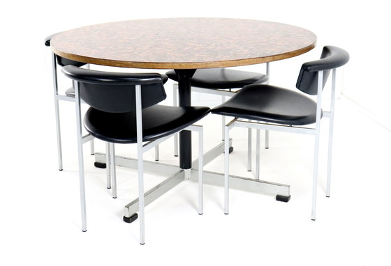Image 1 of Round Dining Table With Copper Top 'Driebergen' Vintage