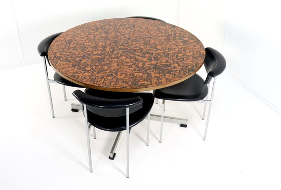 Image 1 of Round Dining Table With Copper Top 'Driebergen' Vintage
