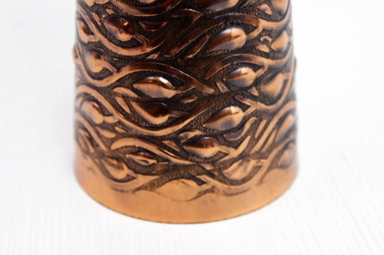 Image 1 of Beautiful copper and teak vintage vase