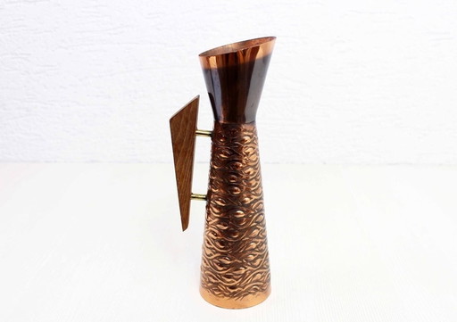 Beautiful copper and teak vintage vase