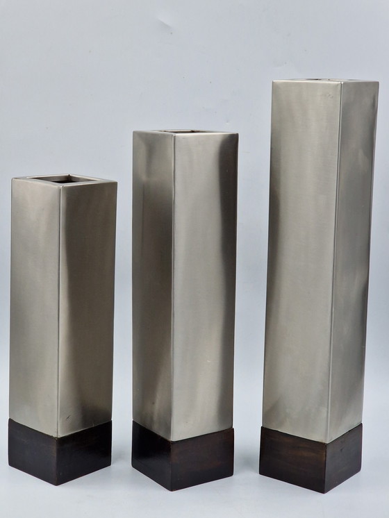 Image 1 of Set of 3 designer block vases