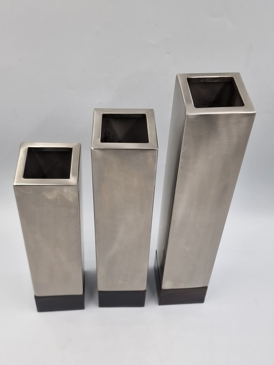 Image 1 of Set of 3 designer block vases