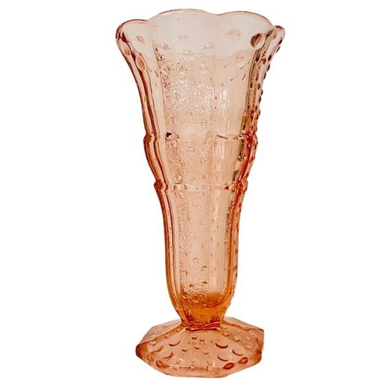 Image 1 of Artdeco vase Scailmont rosaline pink glass 1930's