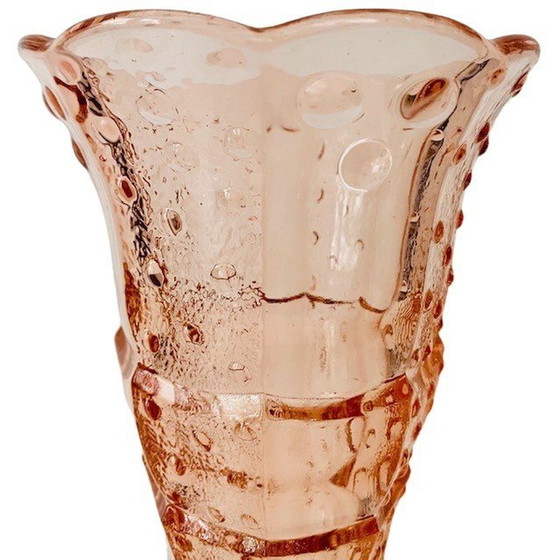 Image 1 of Artdeco vase Scailmont rosaline pink glass 1930's