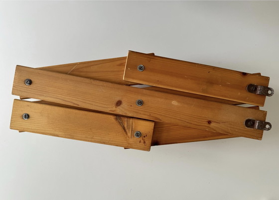 Image 1 of Large Danish Pine Wood Coat Rack Brutalist, Mid-Century / 1970S Foldable Coat Hook /Wardrobe Hanger /Wall Hook