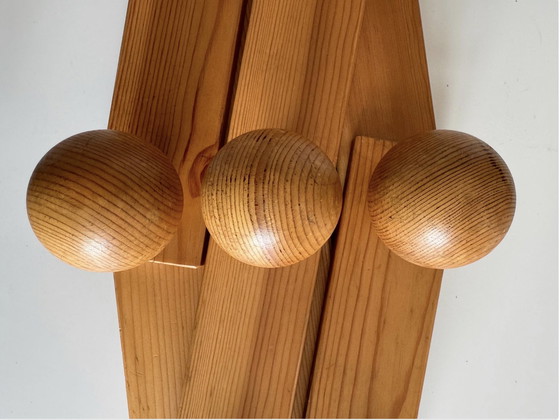 Image 1 of Large Danish Pine Wood Coat Rack Brutalist, Mid-Century / 1970S Foldable Coat Hook /Wardrobe Hanger /Wall Hook