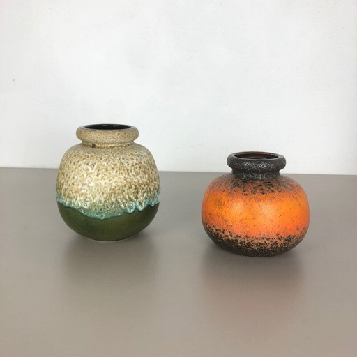 Par de jarrones de cerámica vintage de Scheurich, Alemania, 1970