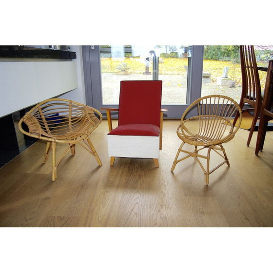 Image 1 of Vintage wooden and skai children's chair, 1950s