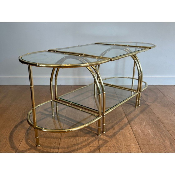 Image 1 of Tavolino da caffè tripartito in ottone vintage, 1940