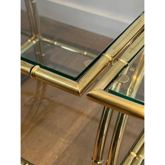 Image 1 of Tavolino da caffè tripartito in ottone vintage, 1940