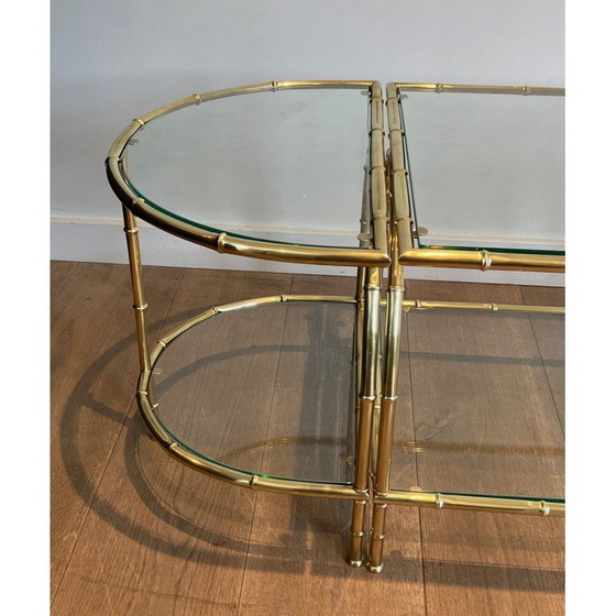 Image 1 of Tavolino da caffè tripartito in ottone vintage, 1940