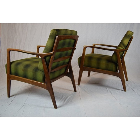 Image 1 of Pair of vintage green beechwood armchairs, Denmark 1960