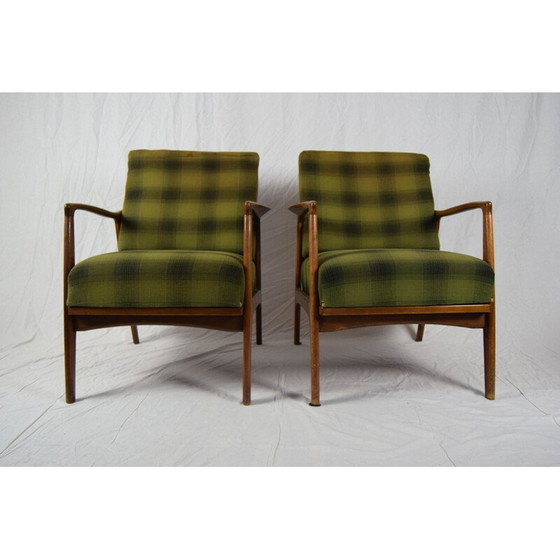 Image 1 of Pair of vintage green beechwood armchairs, Denmark 1960