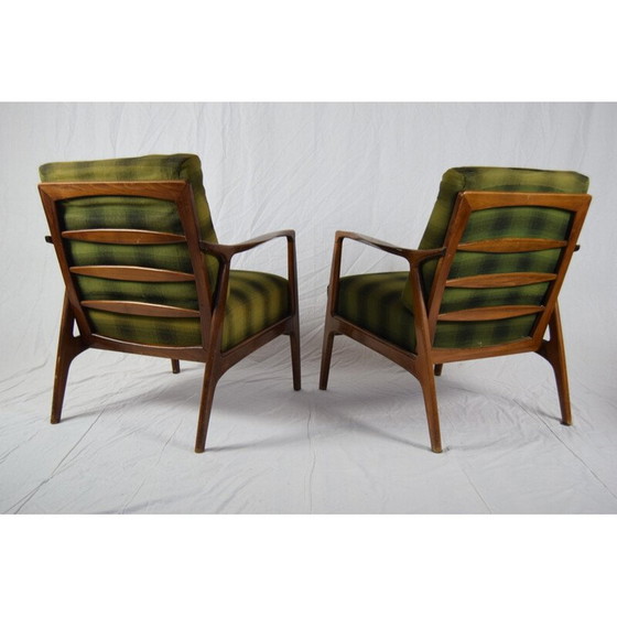 Image 1 of Pair of vintage green beechwood armchairs, Denmark 1960