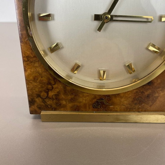 Image 1 of Vintage walnut and brass table clock for Kienzle, Germany 1960s
