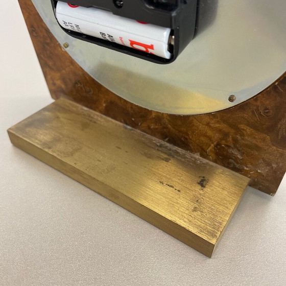 Image 1 of Vintage walnut and brass table clock for Kienzle, Germany 1960s