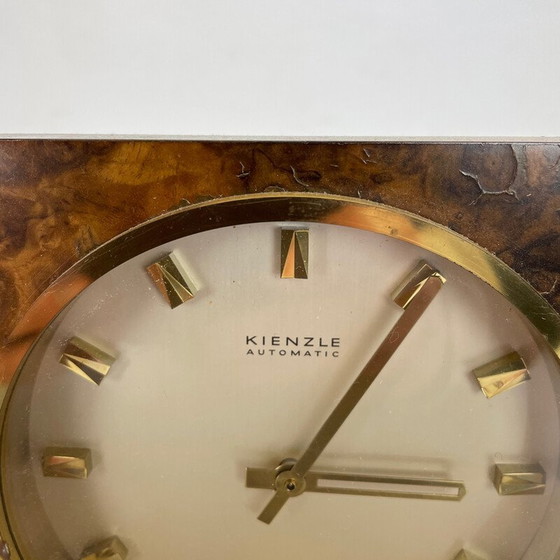 Image 1 of Vintage walnut and brass table clock for Kienzle, Germany 1960s
