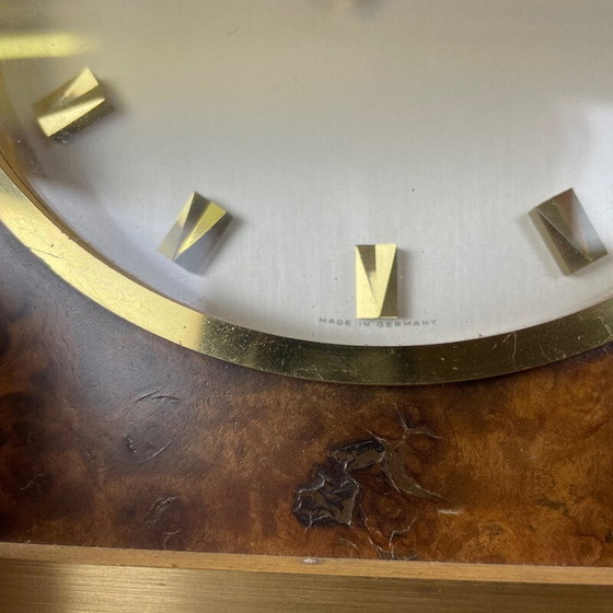 Image 1 of Vintage walnut and brass table clock for Kienzle, Germany 1960s