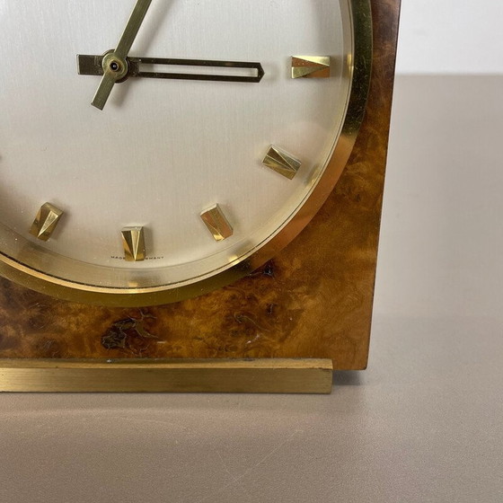 Image 1 of Vintage walnut and brass table clock for Kienzle, Germany 1960s