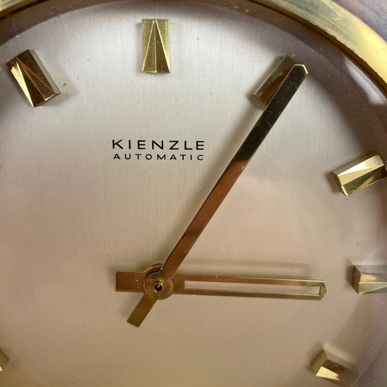 Image 1 of Vintage walnut and brass table clock for Kienzle, Germany 1960s