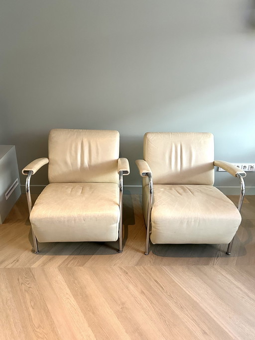 2 Leather Leolux Scylla Armchairs