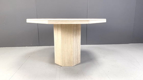 Image 1 of Octogonal italian travertine dining table 1970s