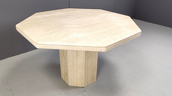 Image 1 of Octogonal italian travertine dining table 1970s