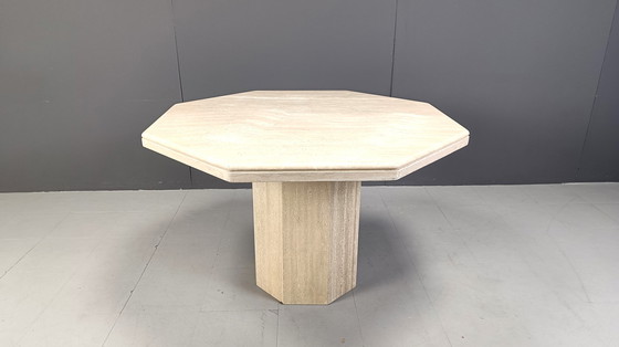 Image 1 of Octogonal italian travertine dining table 1970s